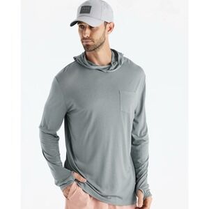 Free Fly Hoodie Men 3XL Blue Bamboo Pullover Shirt Hoodie Thumb Hole Lightweight